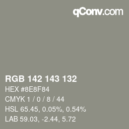 Color code: RGB 142 143 132 | qconv.com