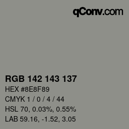 カラーコード: RGB 142 143 137 | qconv.com
