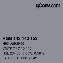 Color code: RGB 142 143 153 | qconv.com