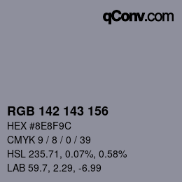 颜色代码: RGB 142 143 156 | qconv.com