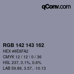 Color code: RGB 142 143 162 | qconv.com