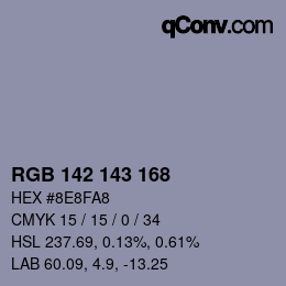 カラーコード: RGB 142 143 168 | qconv.com
