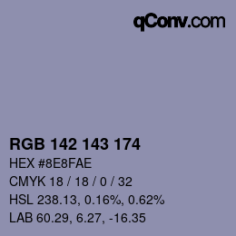 カラーコード: RGB 142 143 174 | qconv.com