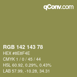 颜色代码: RGB 142 143 78 | qconv.com