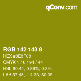 カラーコード: RGB 142 143 8 | qconv.com