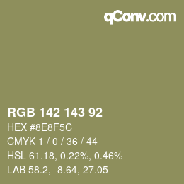 颜色代码: RGB 142 143 92 | qconv.com