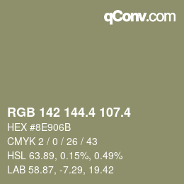 カラーコード: RGB 142 144.4 107.4 | qconv.com
