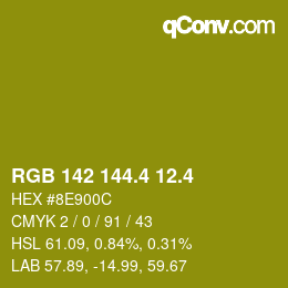 カラーコード: RGB 142 144.4 12.4 | qconv.com