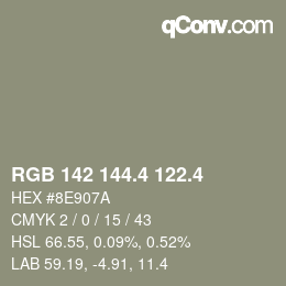 カラーコード: RGB 142 144.4 122.4 | qconv.com