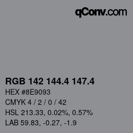 カラーコード: RGB 142 144.4 147.4 | qconv.com