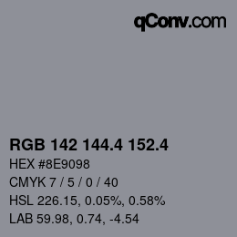 カラーコード: RGB 142 144.4 152.4 | qconv.com