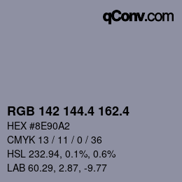 カラーコード: RGB 142 144.4 162.4 | qconv.com