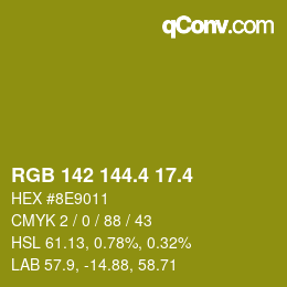 カラーコード: RGB 142 144.4 17.4 | qconv.com