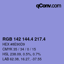 カラーコード: RGB 142 144.4 217.4 | qconv.com