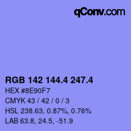 カラーコード: RGB 142 144.4 247.4 | qconv.com