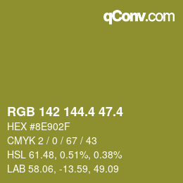 カラーコード: RGB 142 144.4 47.4 | qconv.com