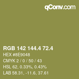 カラーコード: RGB 142 144.4 72.4 | qconv.com
