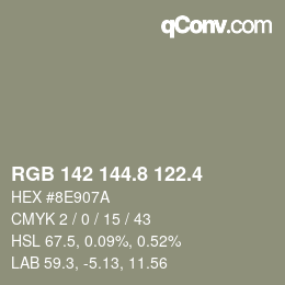 カラーコード: RGB 142 144.8 122.4 | qconv.com