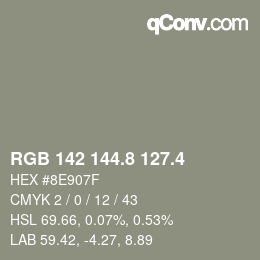 カラーコード: RGB 142 144.8 127.4 | qconv.com