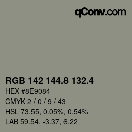 カラーコード: RGB 142 144.8 132.4 | qconv.com