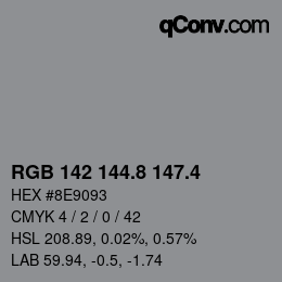 カラーコード: RGB 142 144.8 147.4 | qconv.com
