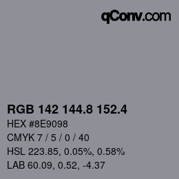 カラーコード: RGB 142 144.8 152.4 | qconv.com