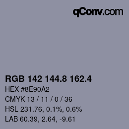 カラーコード: RGB 142 144.8 162.4 | qconv.com