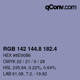 カラーコード: RGB 142 144.8 182.4 | qconv.com