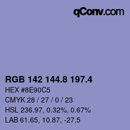 カラーコード: RGB 142 144.8 197.4 | qconv.com