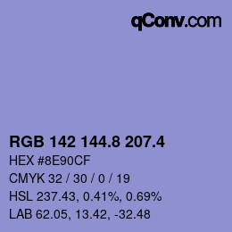 カラーコード: RGB 142 144.8 207.4 | qconv.com