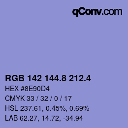 カラーコード: RGB 142 144.8 212.4 | qconv.com