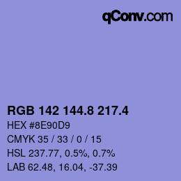 カラーコード: RGB 142 144.8 217.4 | qconv.com