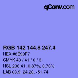 カラーコード: RGB 142 144.8 247.4 | qconv.com