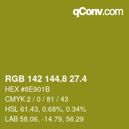 カラーコード: RGB 142 144.8 27.4 | qconv.com