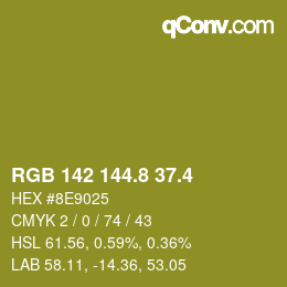 カラーコード: RGB 142 144.8 37.4 | qconv.com