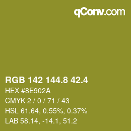 カラーコード: RGB 142 144.8 42.4 | qconv.com