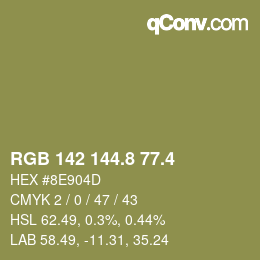 カラーコード: RGB 142 144.8 77.4 | qconv.com