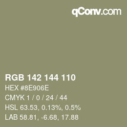 Color code: RGB 142 144 110 | qconv.com