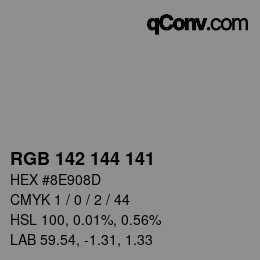 Color code: RGB 142 144 141 | qconv.com