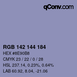 Color code: RGB 142 144 184 | qconv.com
