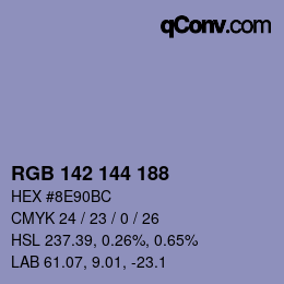 Color code: RGB 142 144 188 | qconv.com