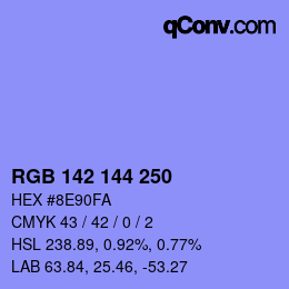 Color code: RGB 142 144 250 | qconv.com