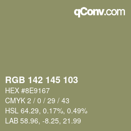 Color code: RGB 142 145 103 | qconv.com