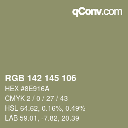 Color code: RGB 142 145 106 | qconv.com