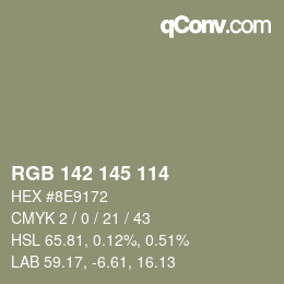 Color code: RGB 142 145 114 | qconv.com