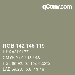 Color code: RGB 142 145 119 | qconv.com