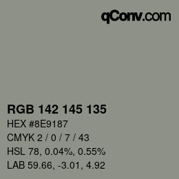 Color code: RGB 142 145 135 | qconv.com