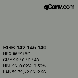 Color code: RGB 142 145 140 | qconv.com