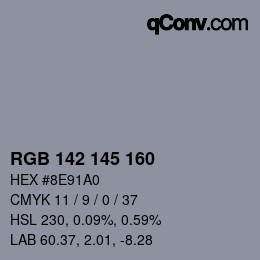 Color code: RGB 142 145 160 | qconv.com