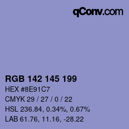 Color code: RGB 142 145 199 | qconv.com